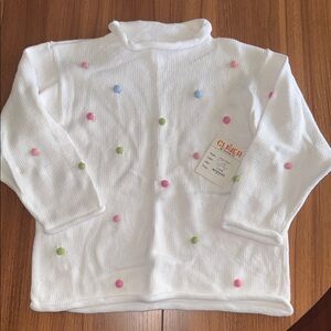 Claver Kids White Sweater with Colorful Dots
